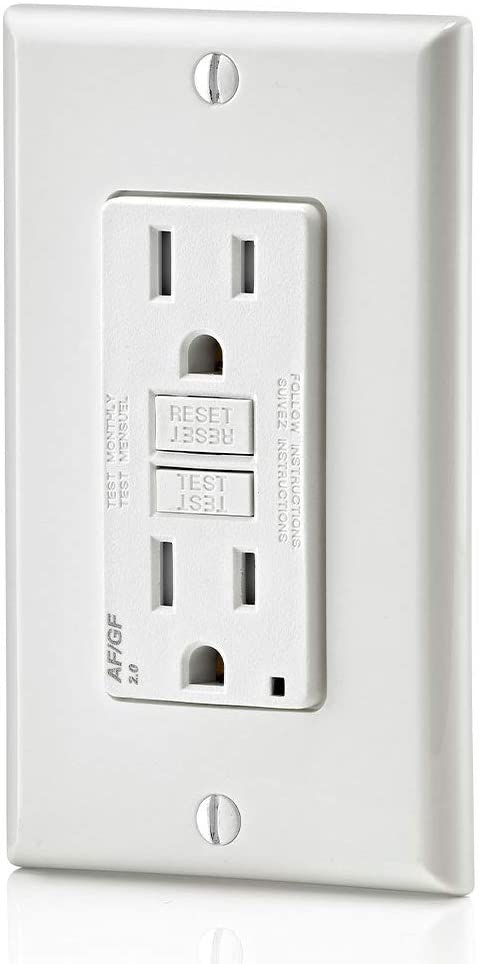 Leviton AGTR1-W SmartlockPro Dual Function AFCI/GFCI Receptacle, 15 Amp/125V,White Wall Plate Included