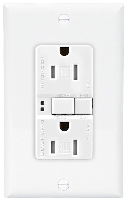 Eaton GFCI Self-Test 15A/20A -125V Tamper Resistant Duplex Receptacle with Standard Size Wallplate, White - Consavvy