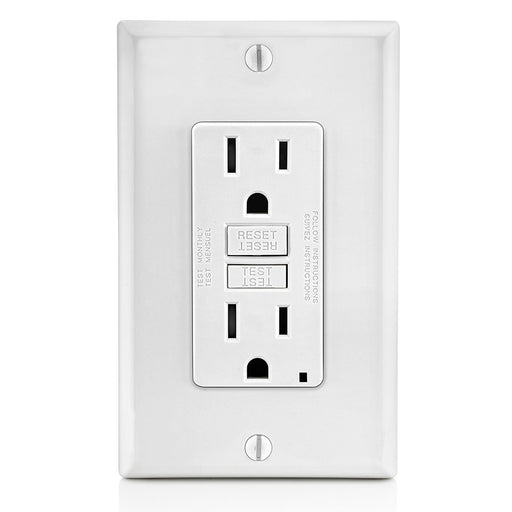 Leviton GFTR1-W Smartest Self-Test SmartlockPro Slim GFCI Tamper-Resistant Receptacle with Led Indicator, 15-Amp, White wall plates included - Consavvy