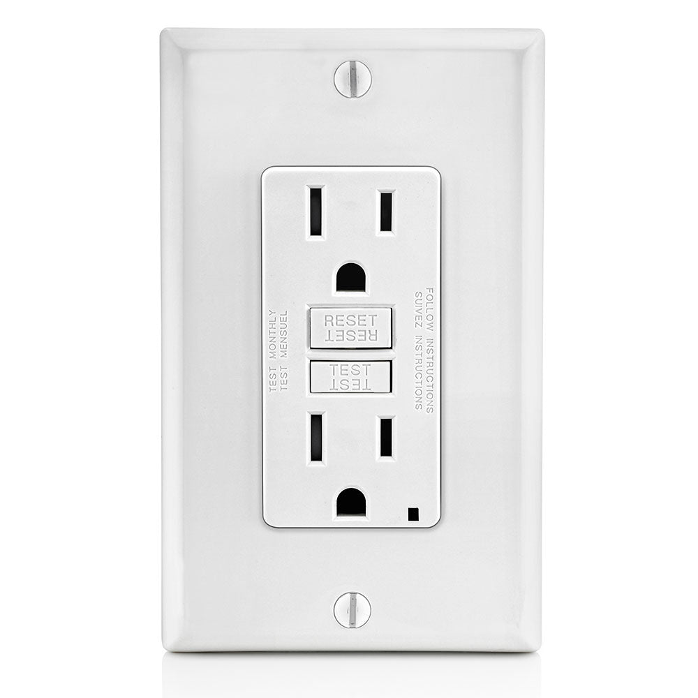 Leviton GFTR1-W Smartest Self-Test SmartlockPro Slim GFCI Tamper-Resistant Receptacle with Led Indicator, 15-Amp, White wall plates included - Consavvy