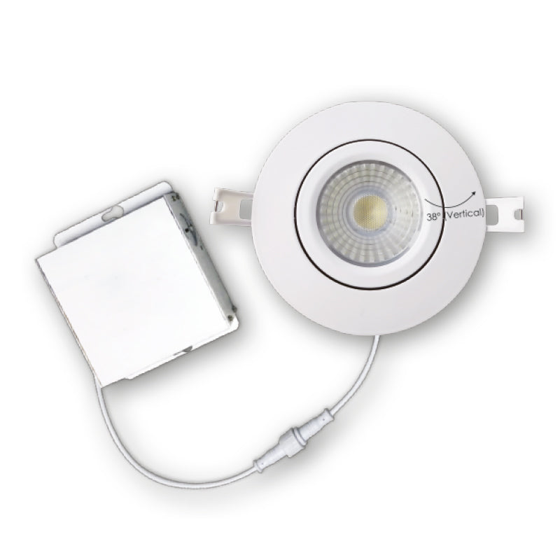 Votatec 4″Gimbal Slim Panel LED Potlight,3Way 3000K/4000K/5000K, Air Tight, White/Black/Brushed Nickel