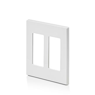 Leviton 80309-SW 2-Gang Decora Plus Wallplate Screwless Snap-On Mount, White