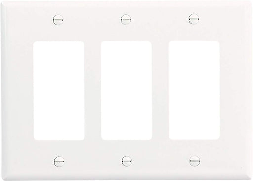 EATON PJ263W Mid-Size Polycarbonate 3-Gang Decorator GFCI Wallplate, White Color - Consavvy