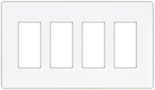 EATON PJS264W Decorative Screwless Wall Plate, 4 Gang, White