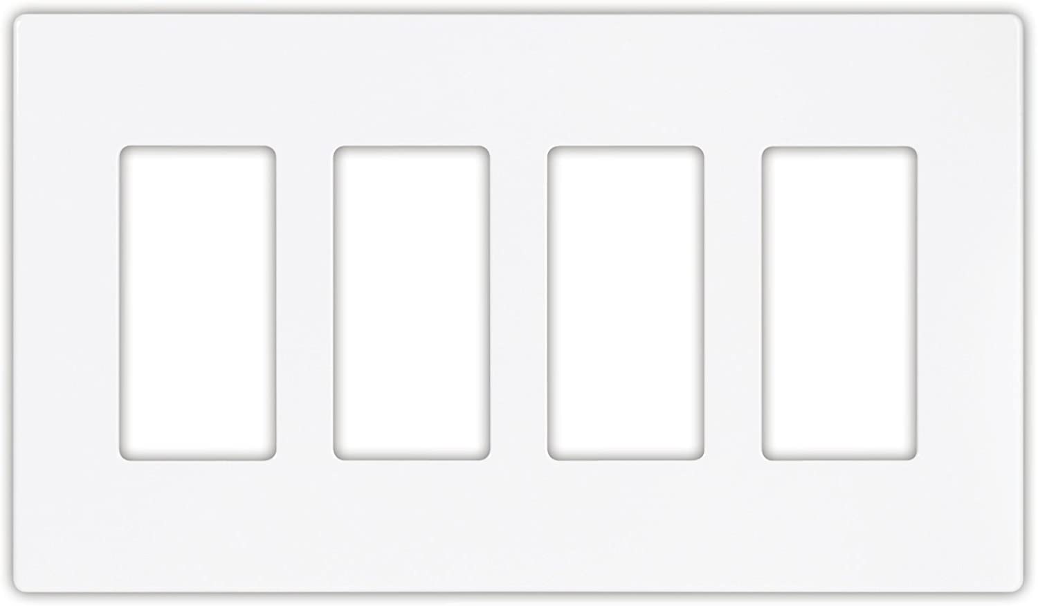 EATON PJS264W Decorative Screwless Wall Plate, 4 Gang, White