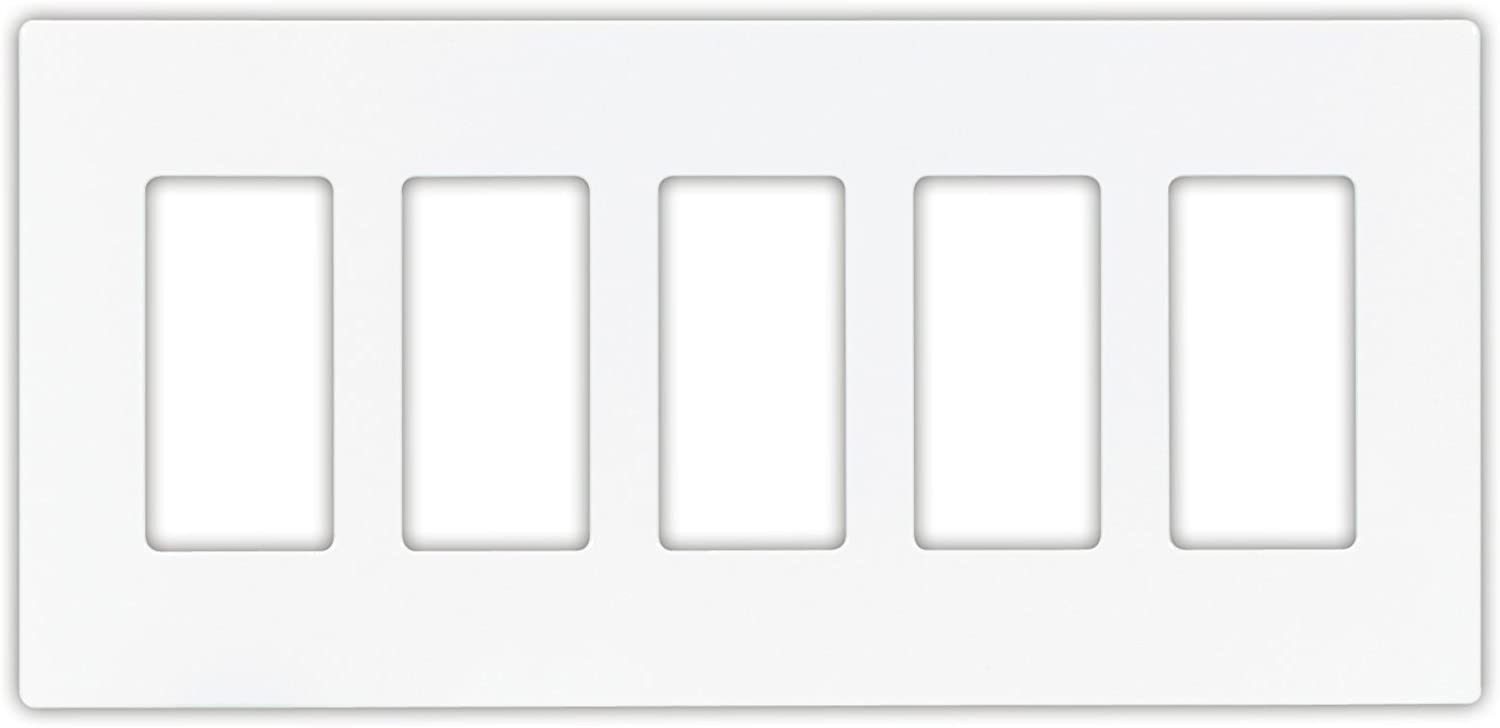 EATON PJS265W Decorative Screwless Wall Plate, 5 Gang, White