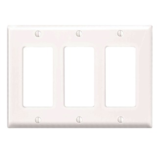 Leviton PJ263-W 3-Gang Decora/GFCI Device Wallplate, Midway Size, Thermoplastic Nylon, Device Mount, White 1Pack