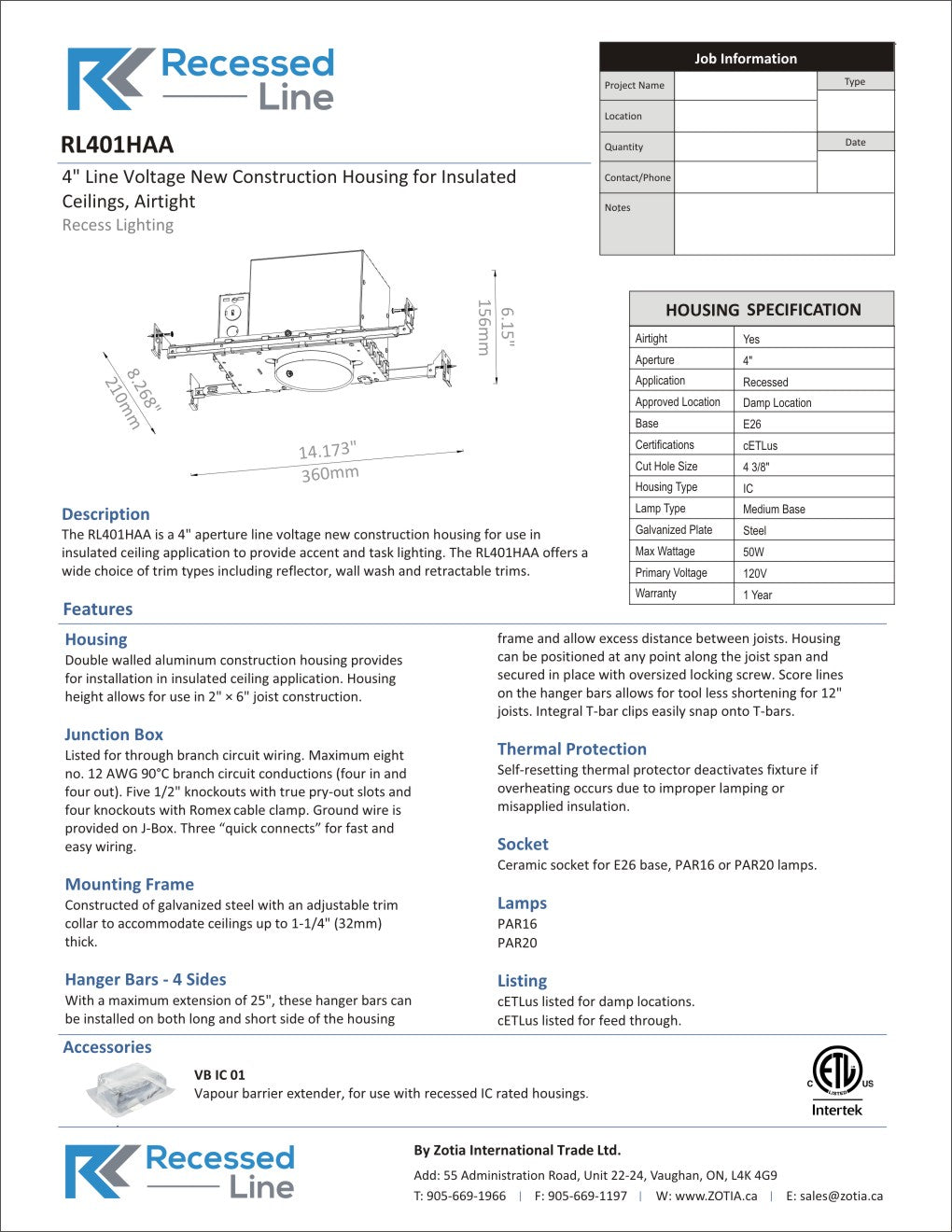 4" New Construction LED Can Air Tight IC Housing LED Recessed Lighting, E26 Screw in Base - Consavvy