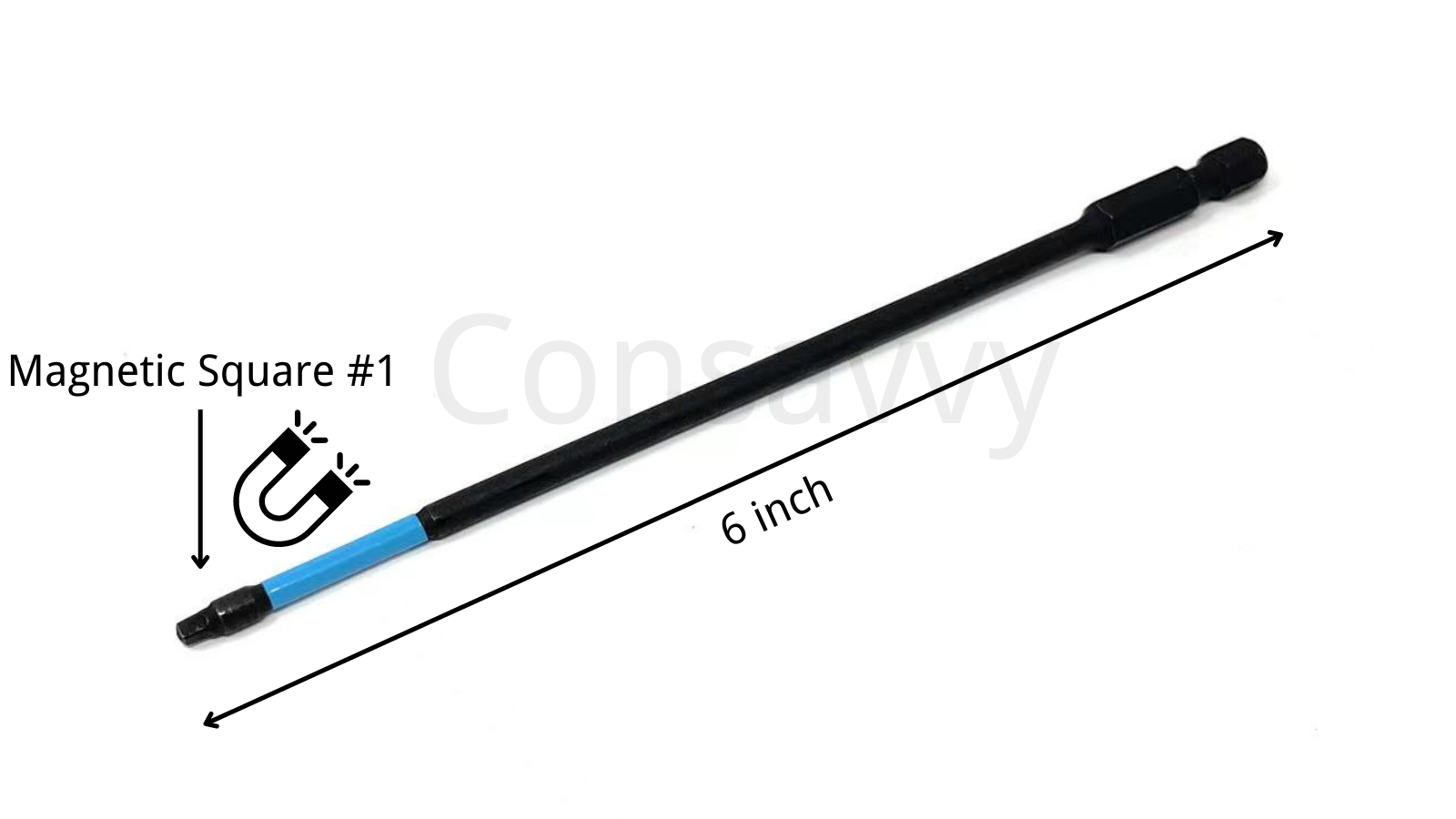 Consavvy 6'' Magnetic Impact Driver Bit Square #1