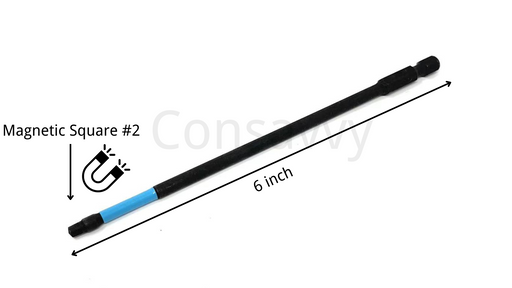 Consavvy 6'' Magnetic Impact Driver Bit Square #2