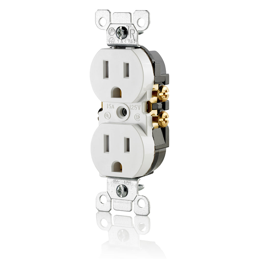 Leviton T5320-W 15 Amp Tamper-Resistant Duplex Outlet White Wall Plates Excluded