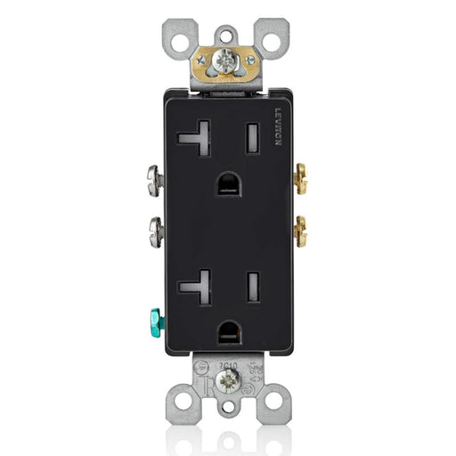 Leviton T5825-E 20Amp, Tamper- Resistant, Decora Duplex Receptacle, Residential Grade (Black) wall plate excluded 1Pack