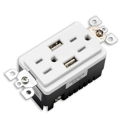 Votatec USB Charger & Duplex Receptacle (TR) TYPE A White/Black