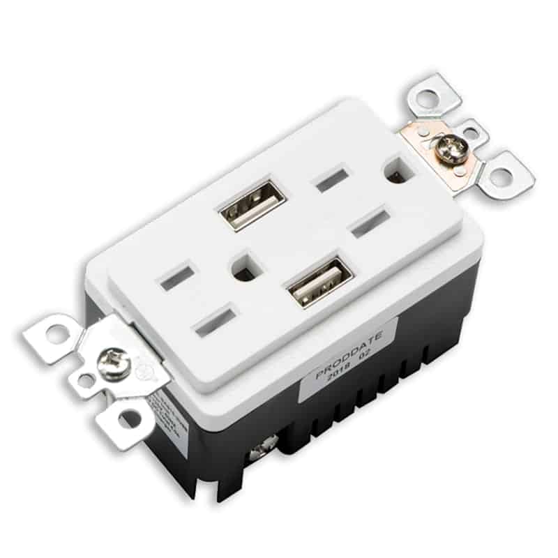 Votatec USB Charger & Duplex Receptacle (TR) TYPE A White/Black