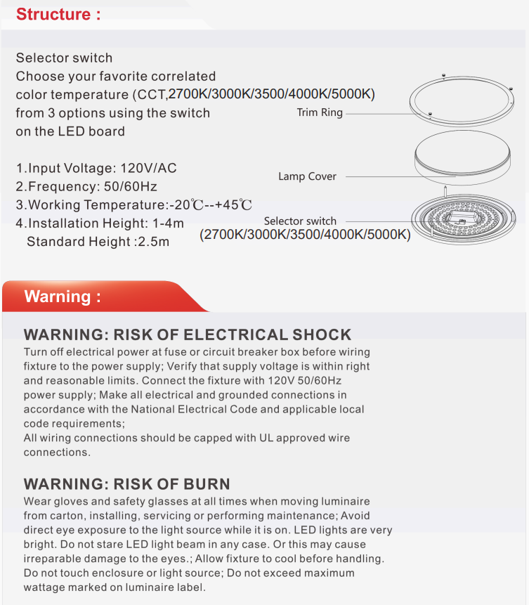 Nexleds Double Ring Ceiling Light Flush Mount 5CCT 11inch & 14inch & 16inch