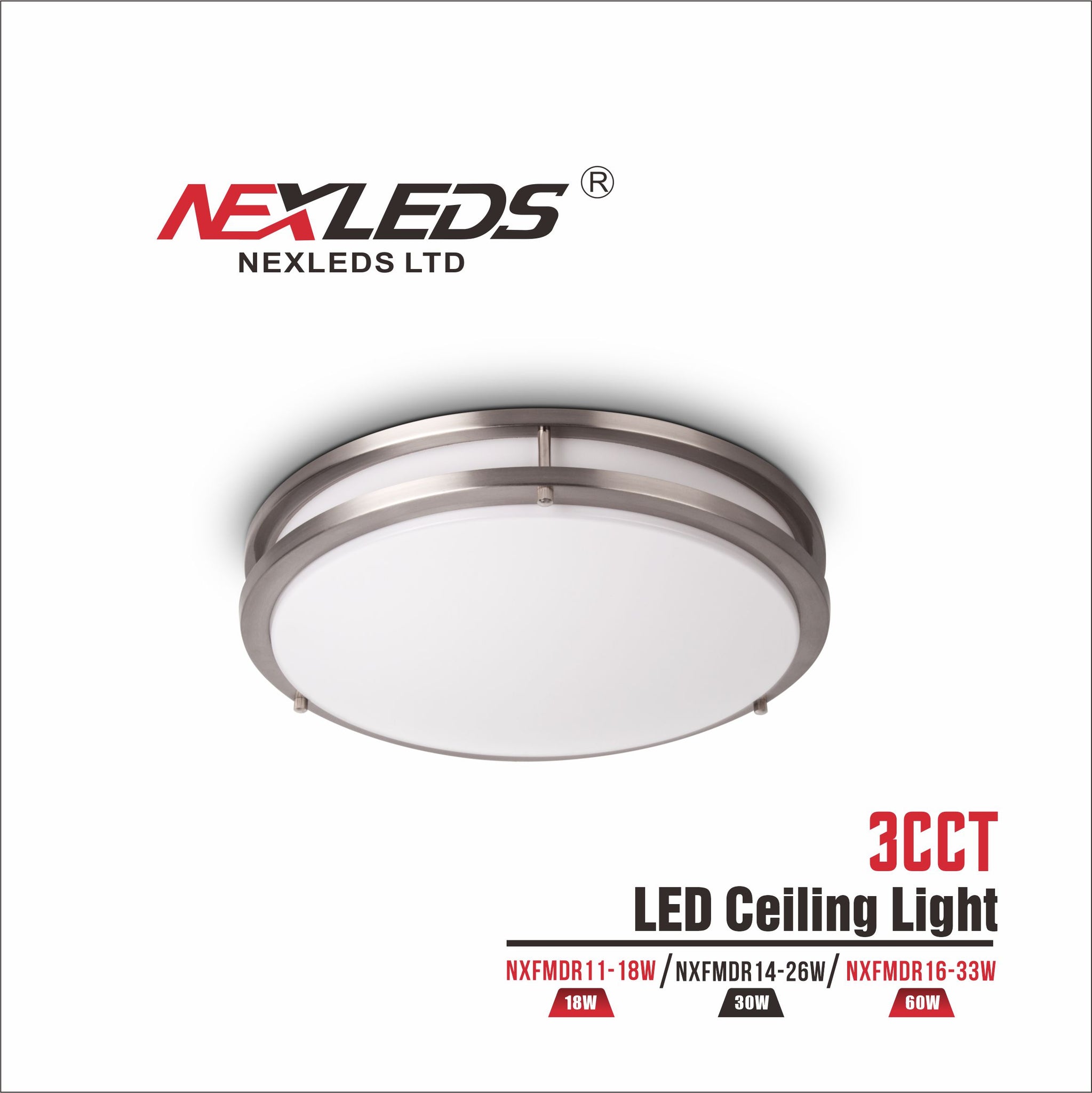 Nexleds Double Ring Ceiling Light Flush Mount 5CCT 11inch & 14inch & 16inch
