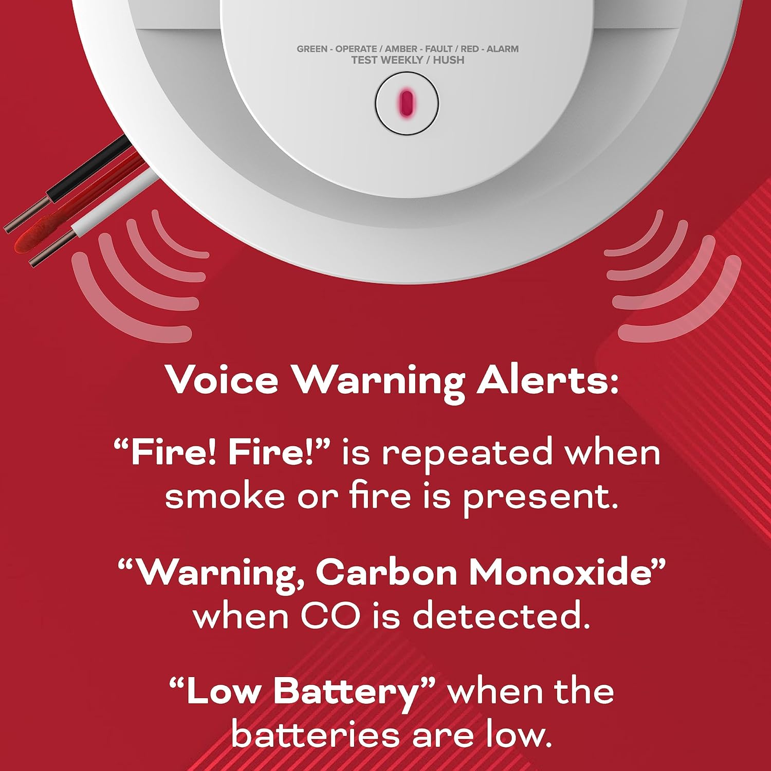 Kidde Hardwired Smoke & Carbon Monoxide Detector, AA Battery Backup, Voice Alerts, Interconnectable, LED Warning Light Indicators, 900-CUAR-VCA, 21032311
