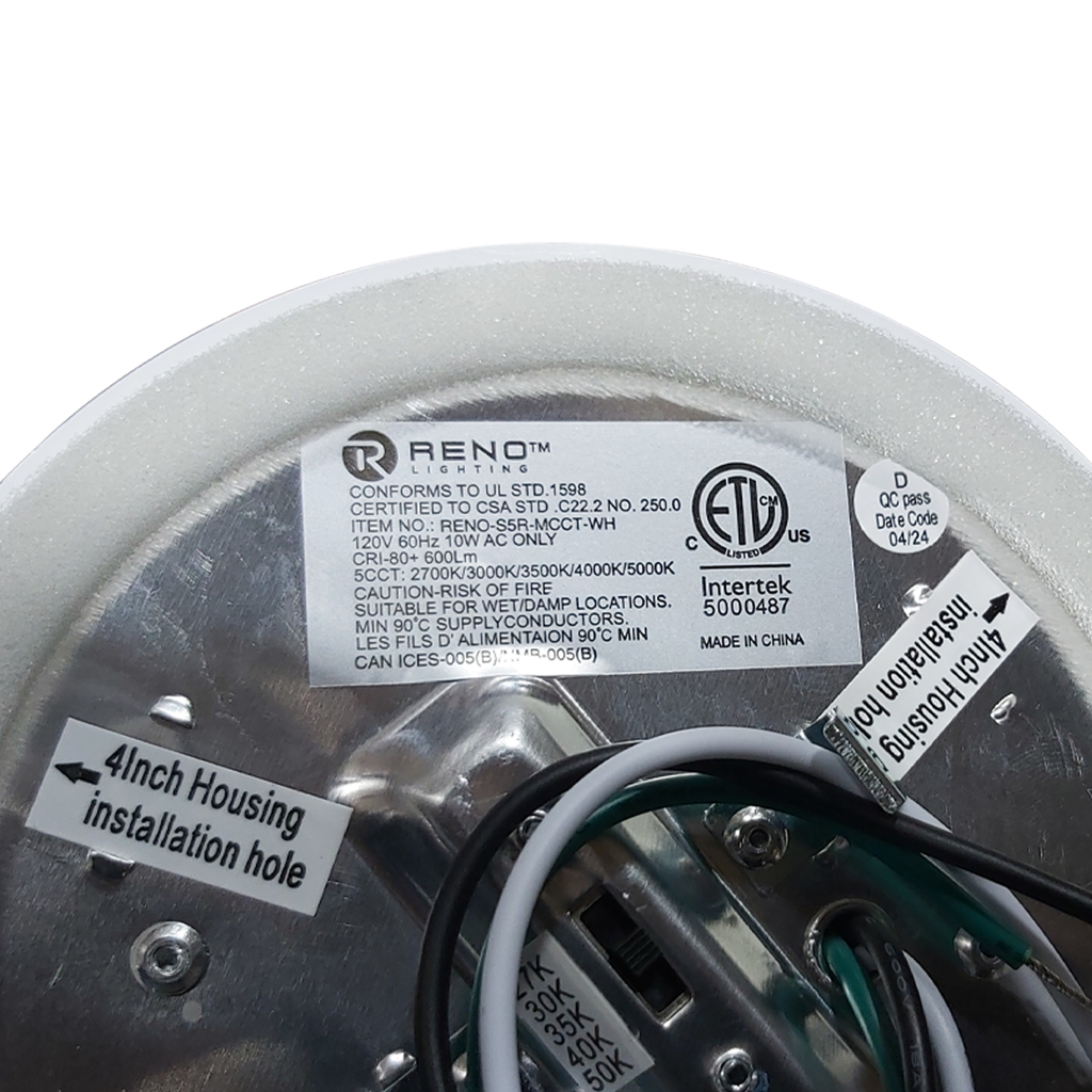 Reno Lighting 5" Slim Surface Round Slim Flush Mount 10W | 600Lm | Selectable CCT 27/30/35/40/50K | 120V | White /Black/Brushed Nickel