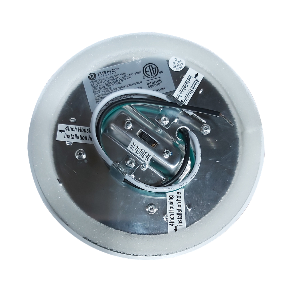 Reno Lighting 5" Slim Surface Round Slim Flush Mount 10W | 600Lm | Selectable CCT 27/30/35/40/50K | 120V | White /Black/Brushed Nickel