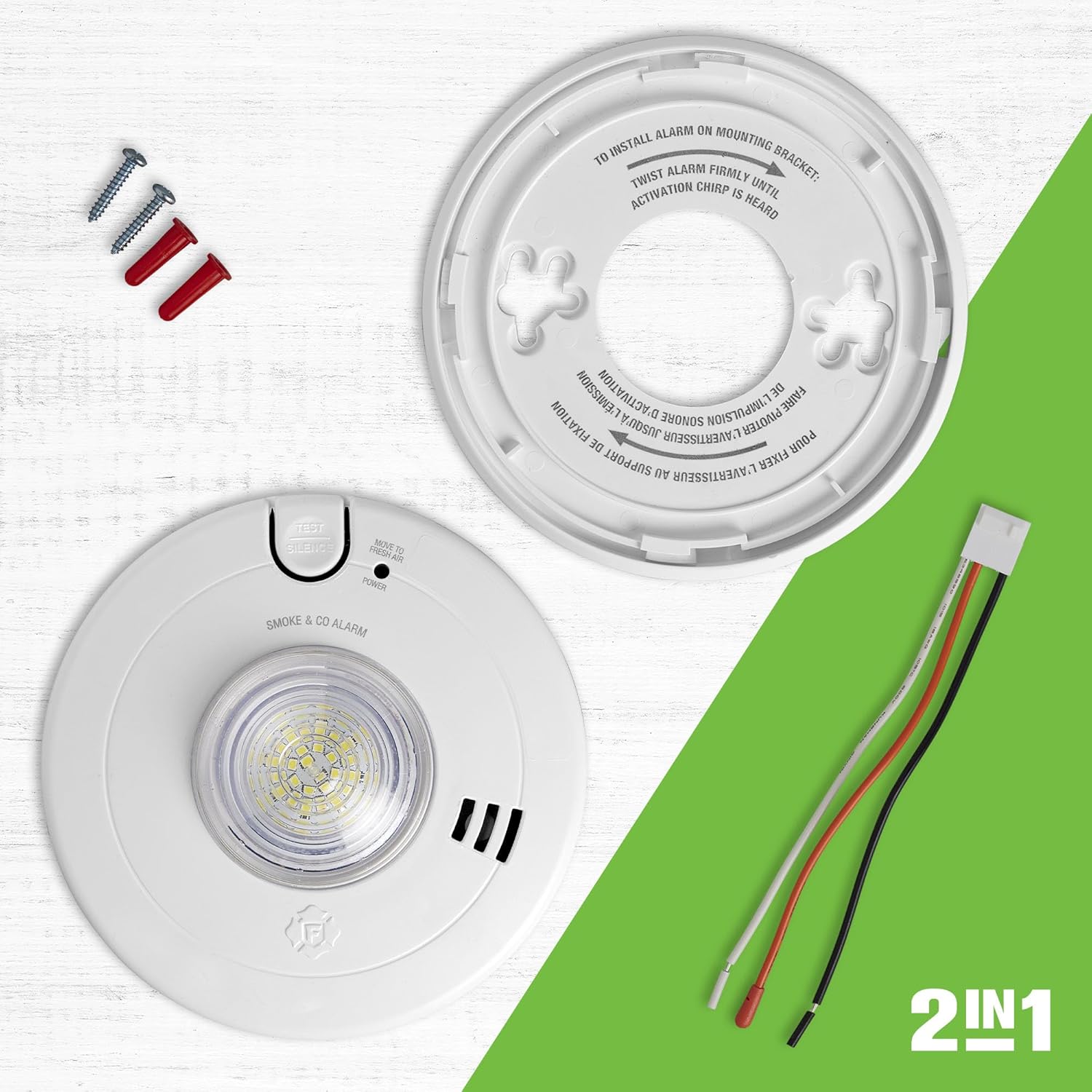 BRK SMCO110LED-AC Smoke and Carbon Monoxide Alarm with LED Strobe Hardwired 10-Year Battery Backup