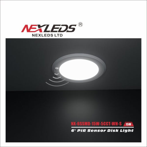 Nexleds 6inch Disk Light With Sensor 5CCT Wet Location