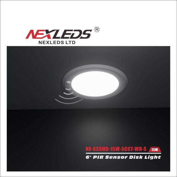 Nexleds 6inch Disk Light With Sensor 5CCT Wet Location