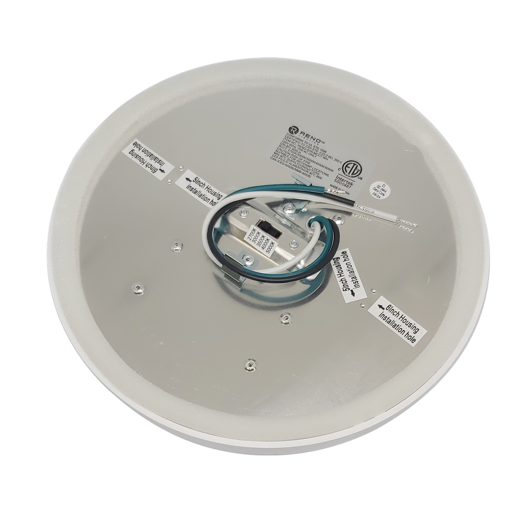 Reno Lighting 7" Slim Surface Round Slim Flush Mount 15W | 900Lm | Selectable CCT 27/30/35/40/50K | 120V | White /Black/Brushed Nickel
