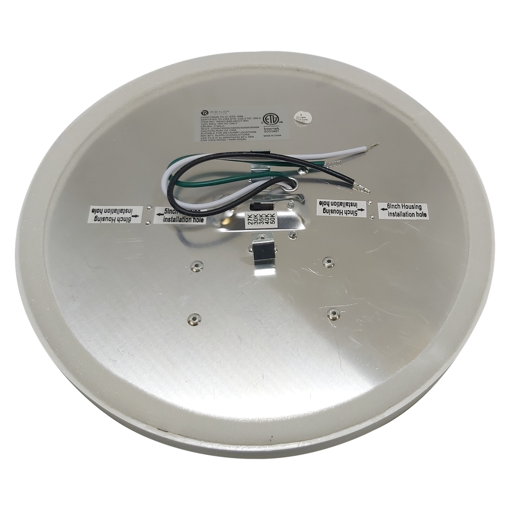 Reno Lighting 9" Slim Surface Round Slim Flush Mount 18W | 1150Lm | Selectable CCT 27/30/35/40/50K | 120V | White /Black/Brushed Nickel