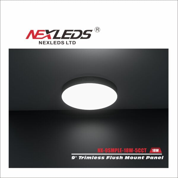 Nexleds 9 inch Trimless black flushmount 5CCT