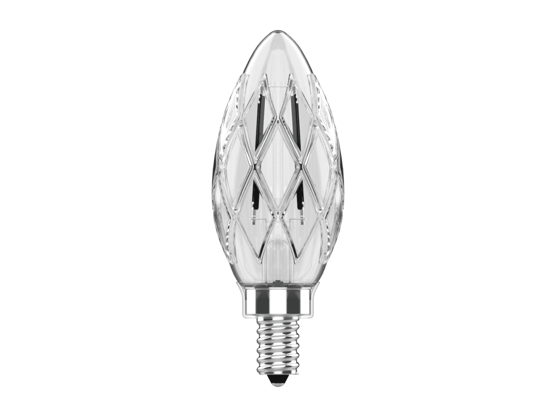 Votatec Cut Glass Candle Filament LED Bulb,E12 5.5W 600Lm, Single Colour 3000K