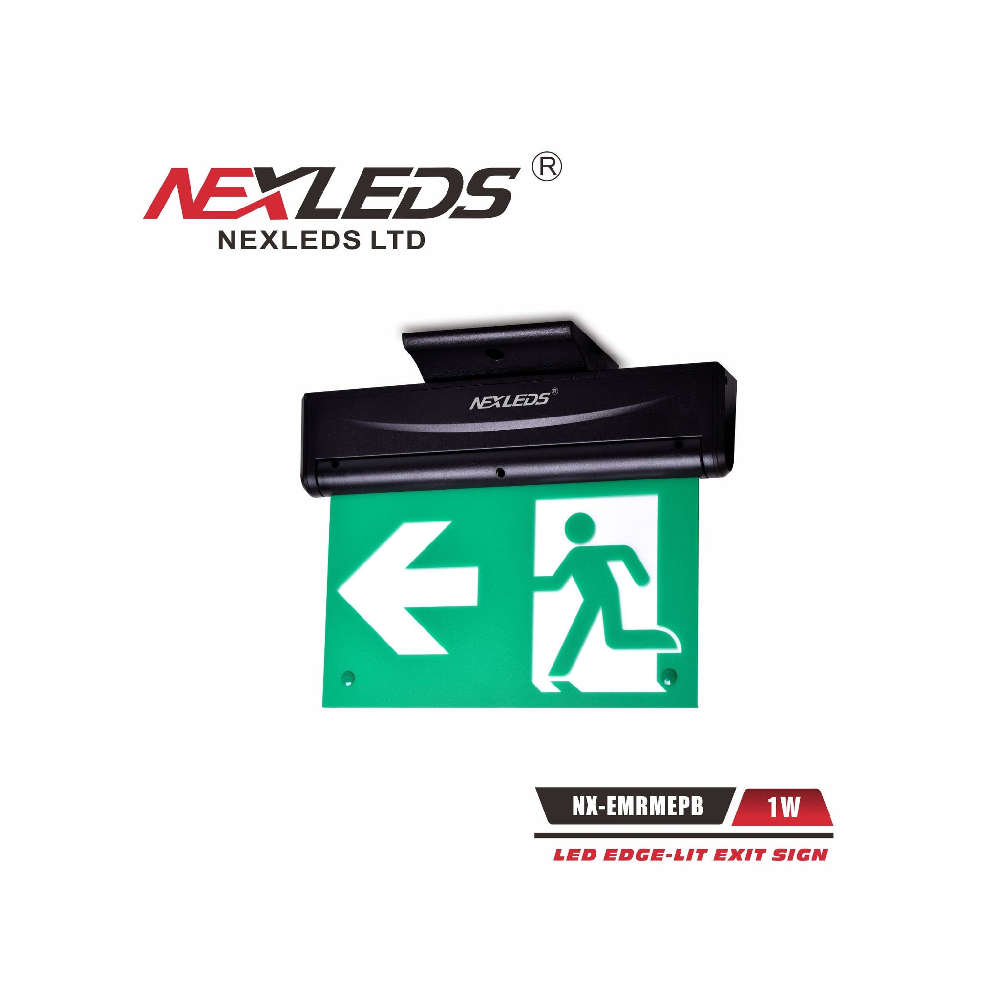 Nexleds LED EDGE-LIT Slim Exit Sign Black