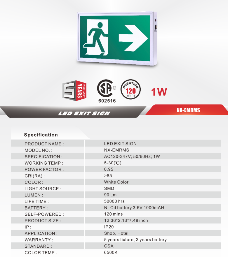 Nexleds LED Steel Running Man Exit Sign