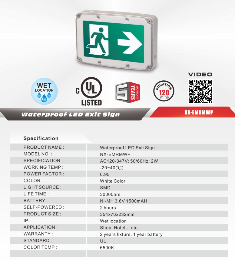 Nexleds Waterproof LED Exit Sign — Consavvy Electric Supply