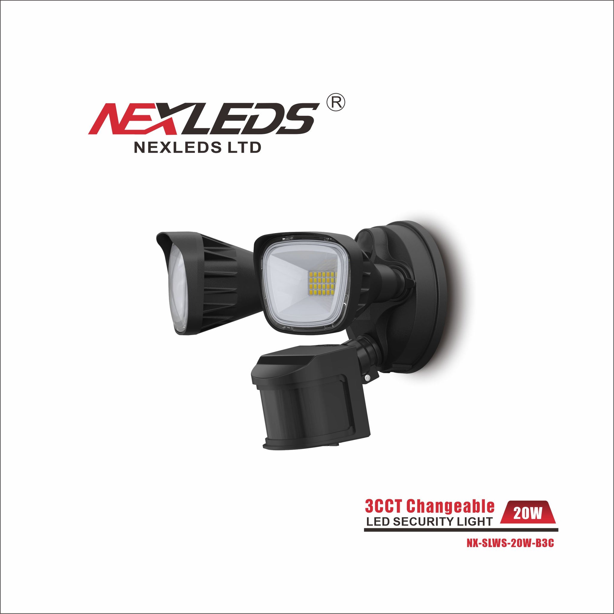 NEXLEDS Double Head Sensor LED Security Light White/Black 3CCT