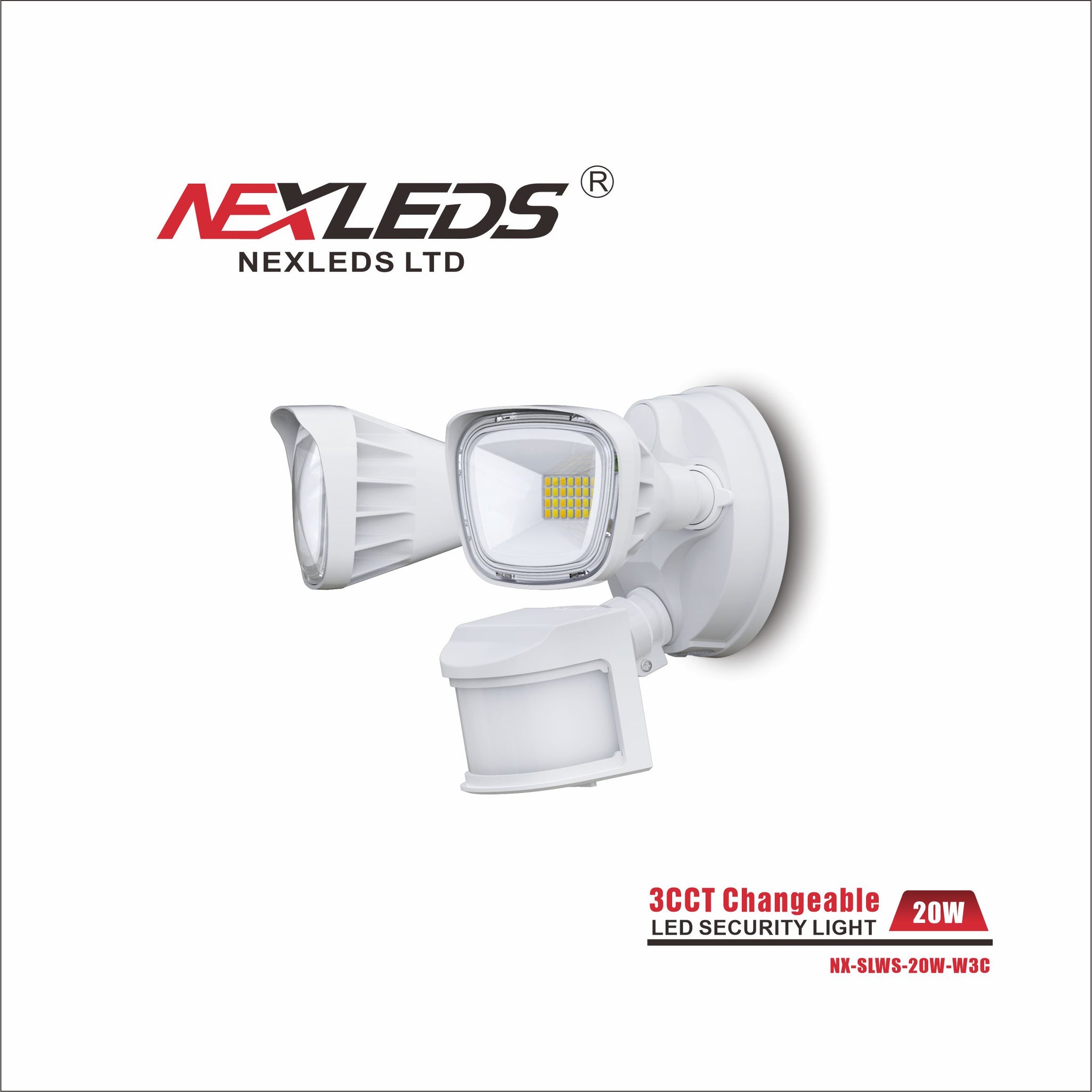 NEXLEDS Double Head Sensor LED Security Light White/Black 3CCT