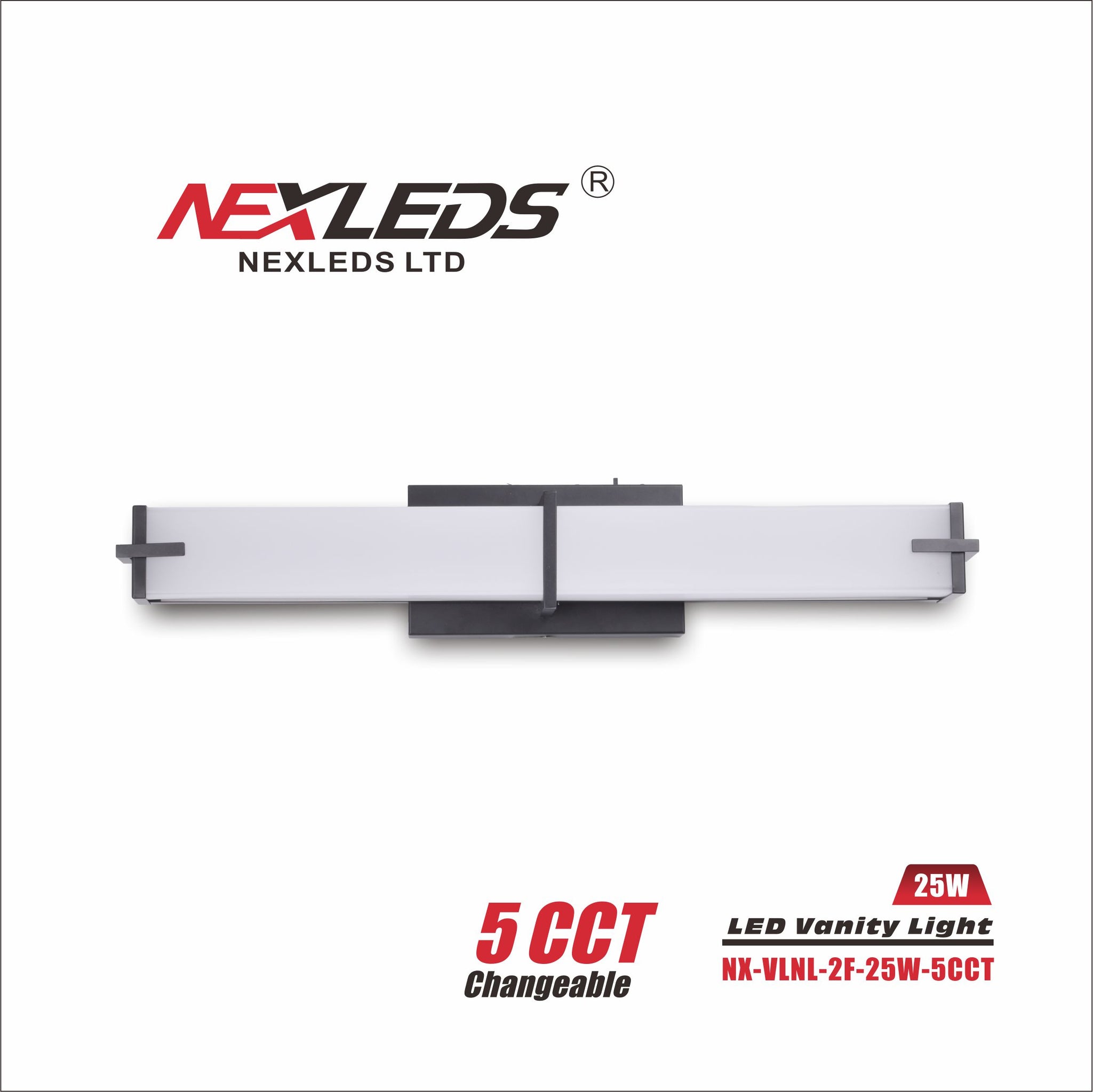 NEXLEDS LED Rectangular Black Trim Vanity Light – 5CCT