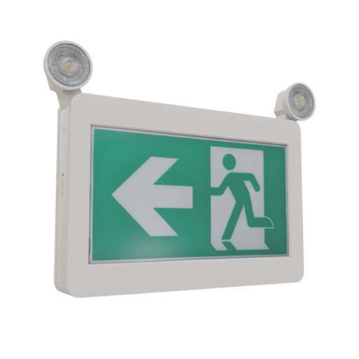 Reno Lighting LED RUNNING MAN COMBO | 120MINS BATTERY BACK UP | 120/277/347VAC | 2 x 2W HEADS | NI-CAD BATTERY