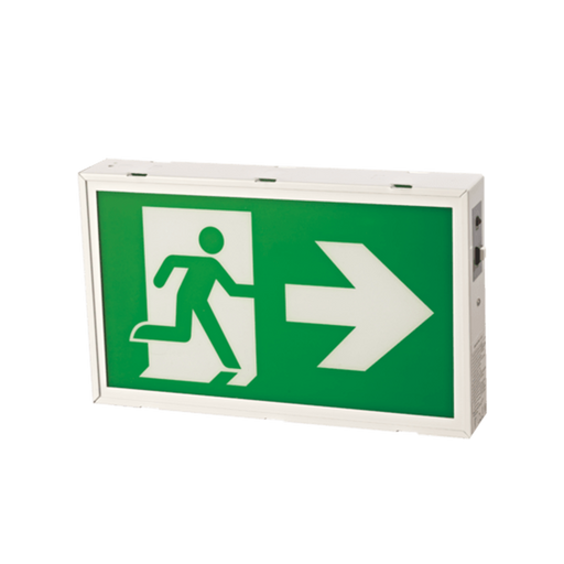 Reno Lighting LED RUNNING MAN SIGN 2W | 120-347VAC | Powder-Coated Steel | Sealed Nickel-Cadmium Battery | Discharge Time >2 Hours |