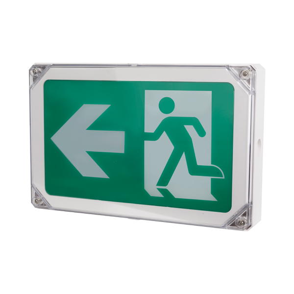 Reno Lighting WET LOCATION RUNNING MAN SIGN | IP65 | 120MINS BATTERY BACK UP | 120-347VAC | 24 HOUR RECHARGE TIME |