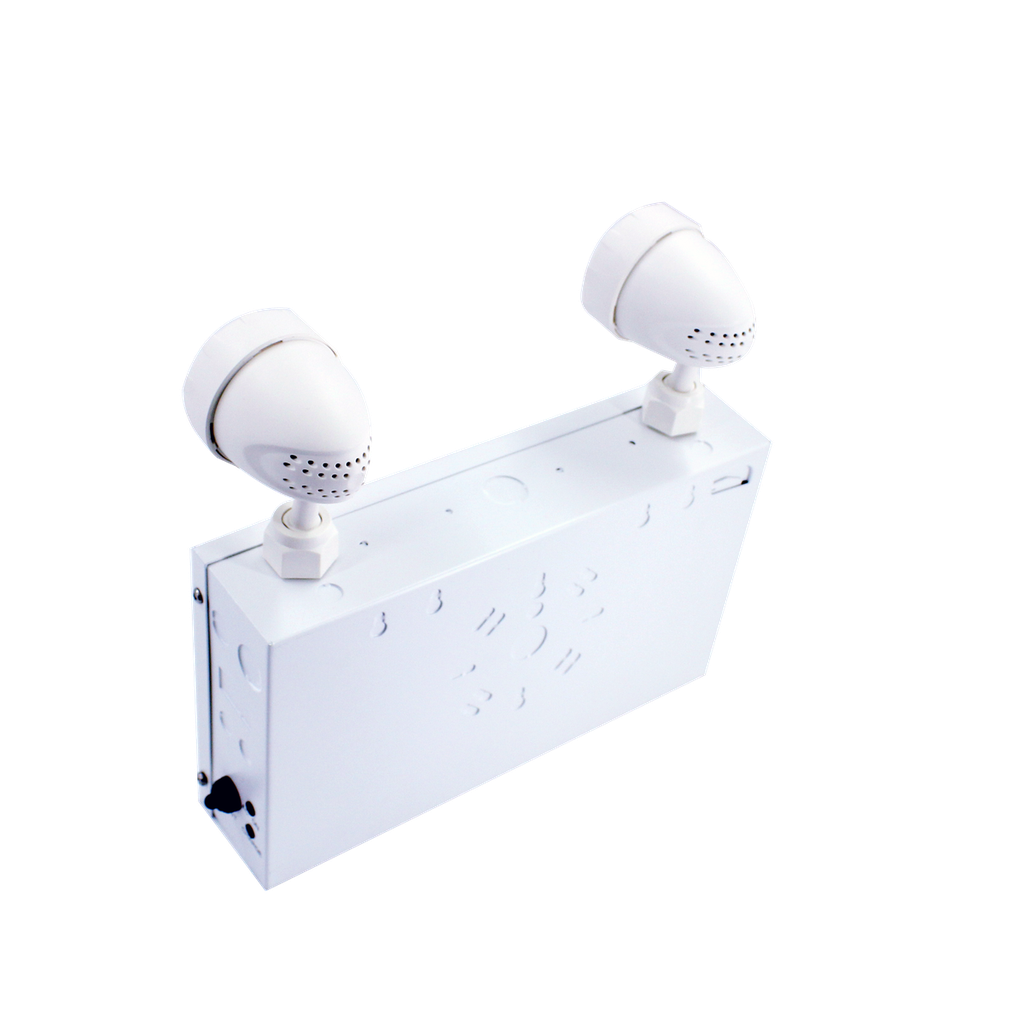 Reno Lighting 72W BATTERY BACK-UP UNIT | White Powder Coated Steel Body | 2 x 5W Heads | Voltage:120V/277V/347V | Output Voltage: 12VDC | Material : Metal Frame/ABS Heads | Up to 120mins Backup time |