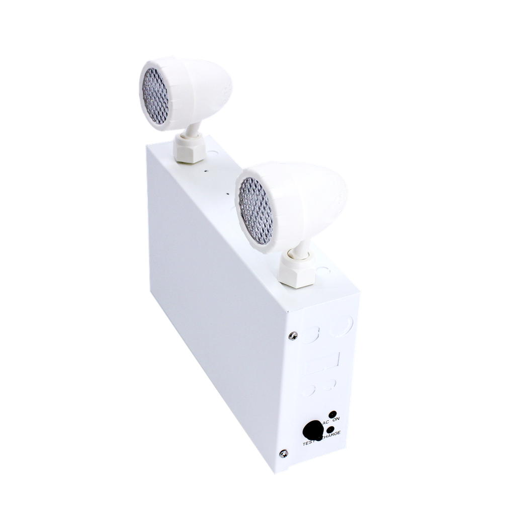 Reno Lighting 72W BATTERY BACK-UP UNIT | White Powder Coated Steel Body | 2 x 5W Heads | Voltage:120V/277V/347V | Output Voltage: 12VDC | Material : Metal Frame/ABS Heads | Up to 120mins Backup time |