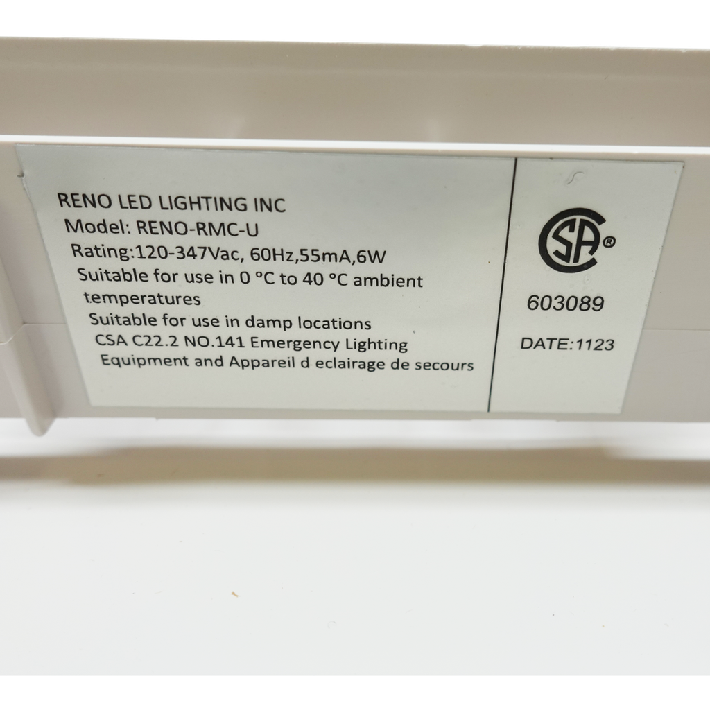 Reno Lighting LED RUNNING MAN COMBO | 120MINS BATTERY BACK UP | 120/277/347VAC | 2 x 2W HEADS | NI-CAD BATTERY