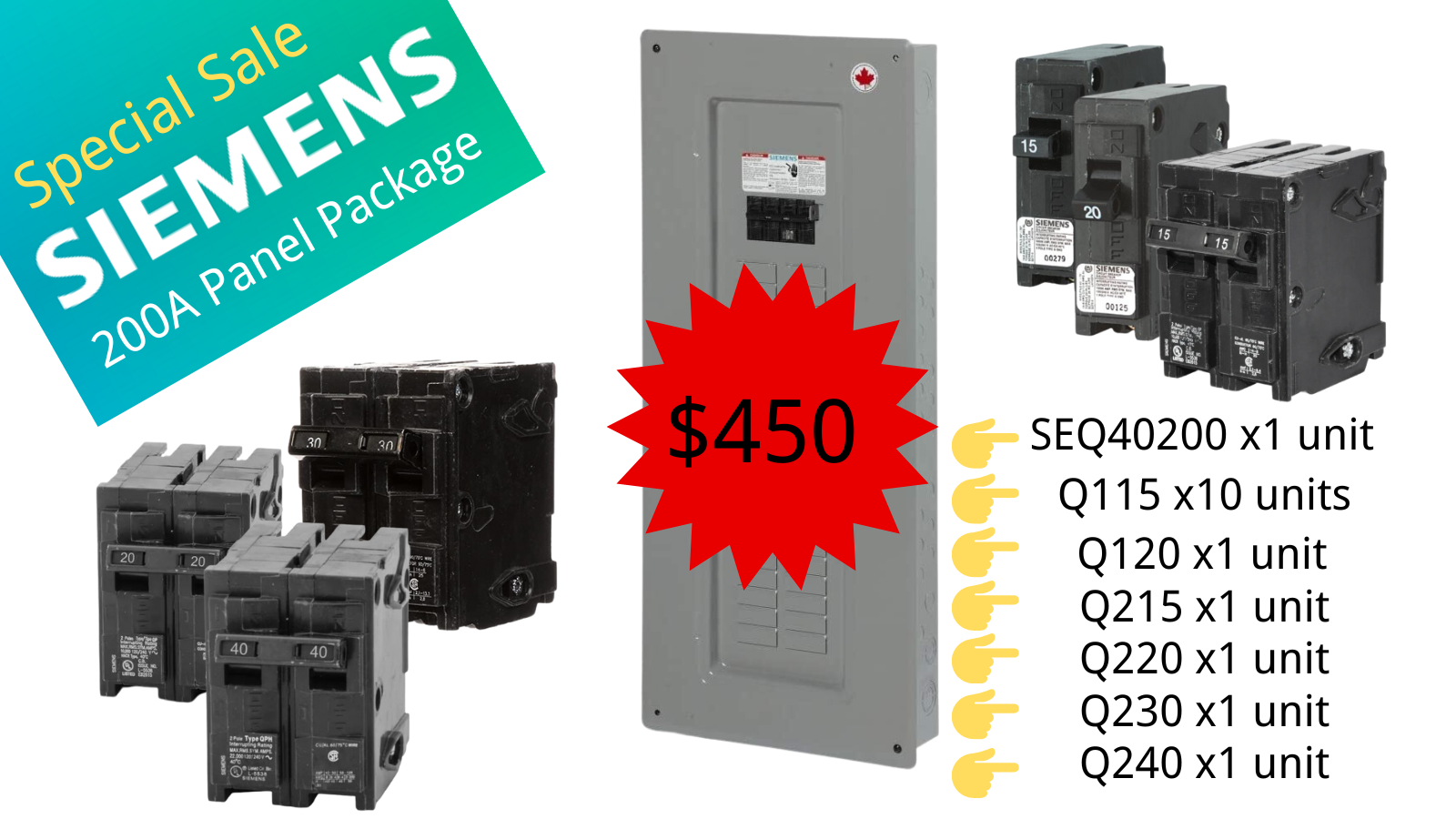 Siemens 200A Panel Breaker Package