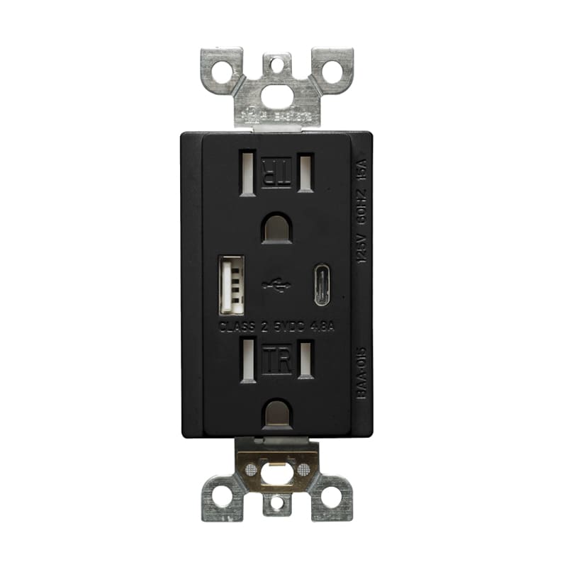 Votatec 20A USB Charger & Duplex Receptacle (TR) TYPE A+C White/Black
