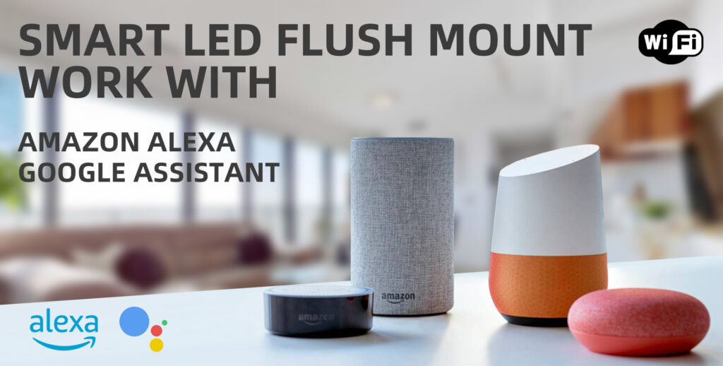 Dawnray 16" Smart Led Flush mount Ceiling Light RGB, Brushed Nickel, Work With Amazon Alexa & Google Assisdant