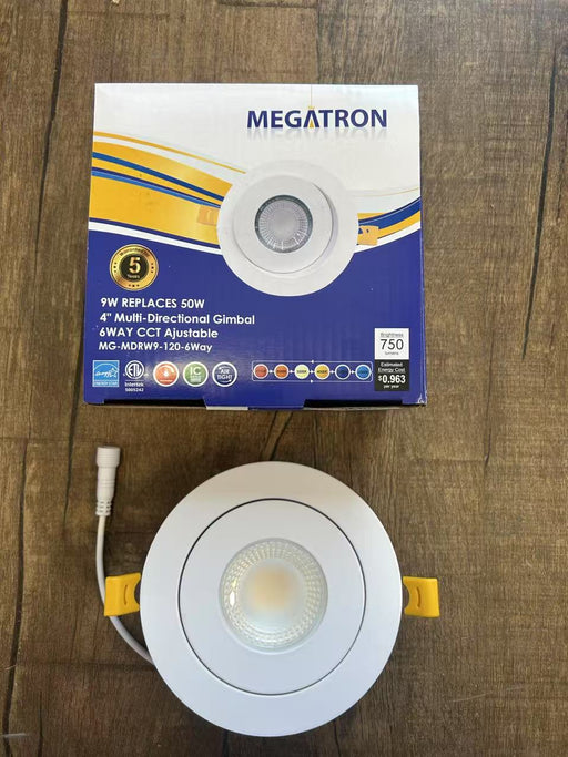 Megatron 4" LED Multi-Directional Gimbal Potlight, 6Way CCT Adjustable,9W 750LM