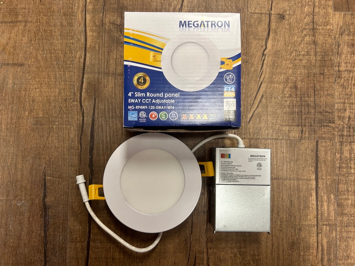 Megatron 4" LED Slim Panel Ceiling Light Round Potlight, 5Way CCT Adjustable,Wet Location,700LM
