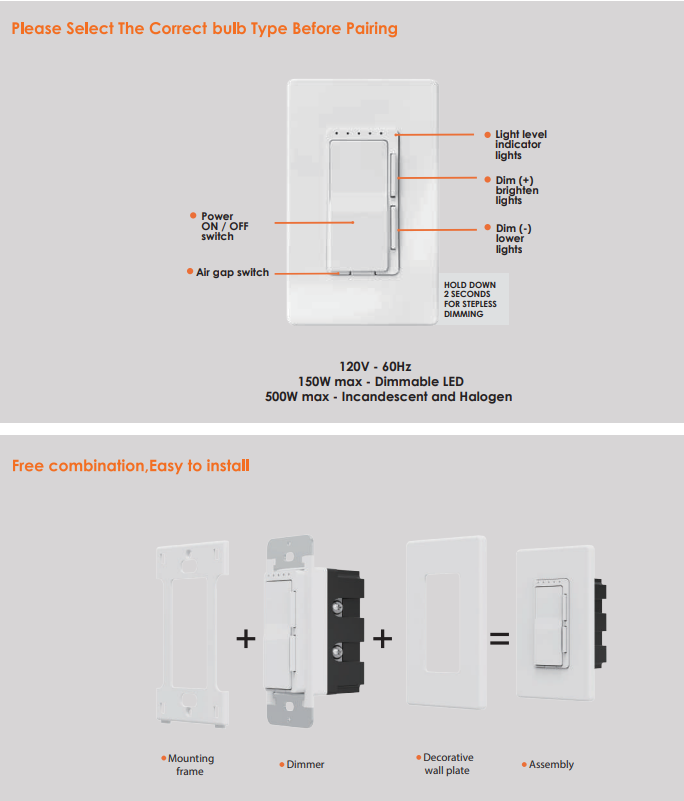 Votatec WIFI Smart Dimmer Switch