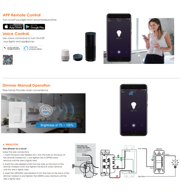 Votatec WIFI Smart Dimmer Switch