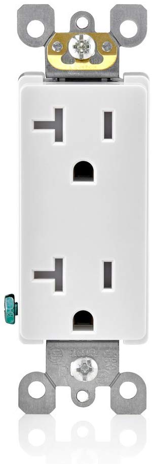 Leviton T5825-W 20 Amp, Tamper- Resistant, Decora Duplex Receptacle, R ...